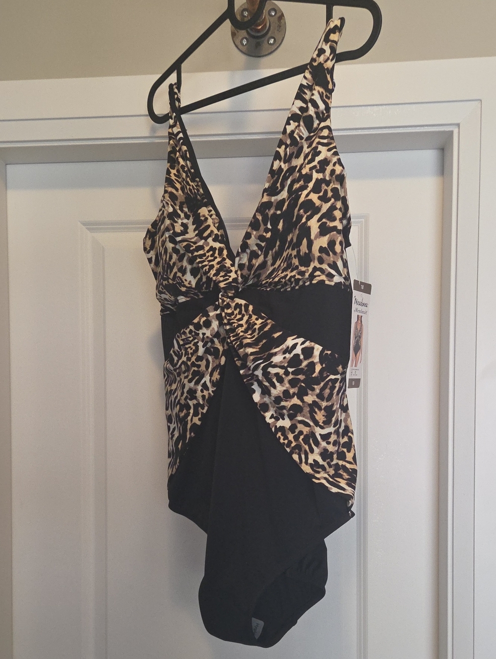 Miraclesuit Leopard Twist-Front One-Piece Swimsuit - Black & Tan